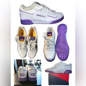 Reebok Workout plus Leather Popsicle Shoes Men's  White/Purple Training 9.5